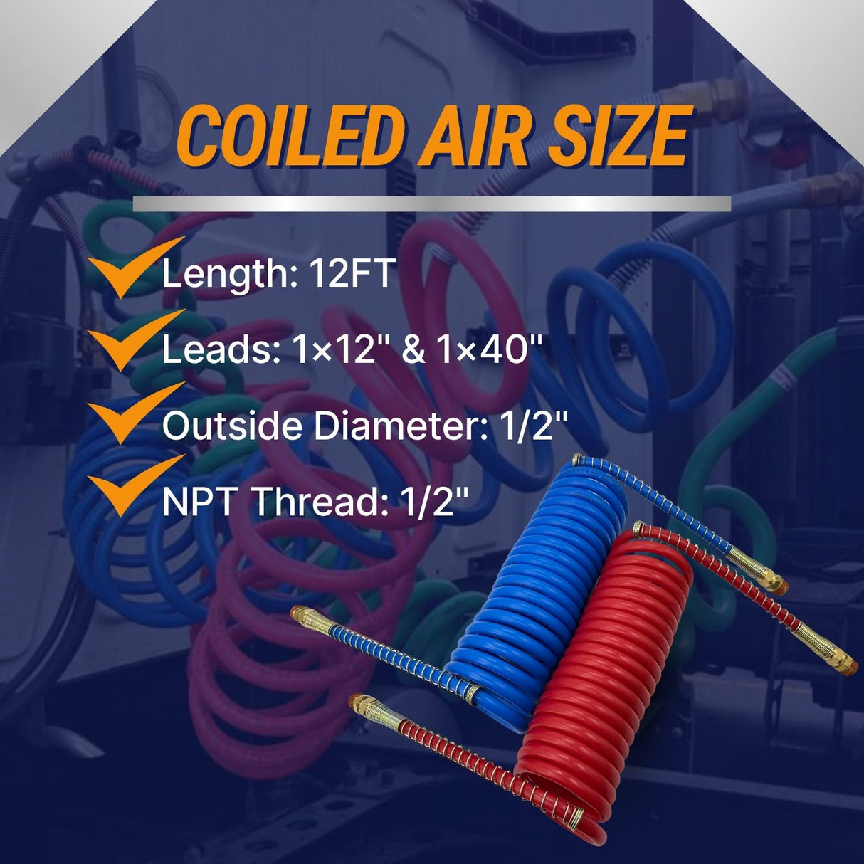 12ft Air Brake Hose | Cold-Resistant | Replacement Phillips 11-340