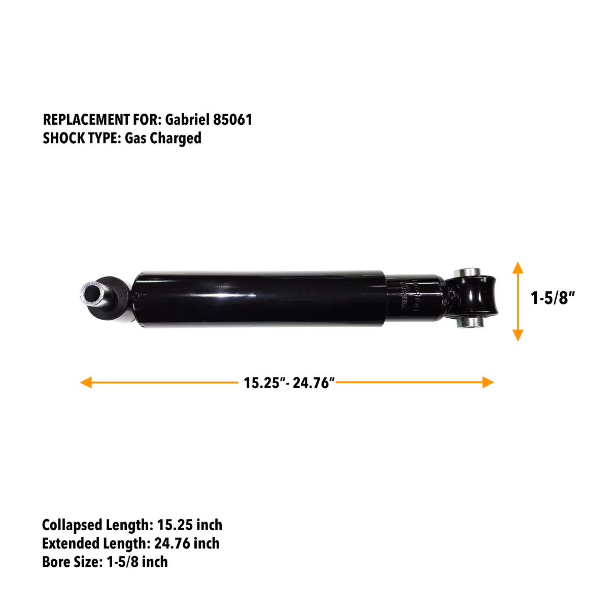 Heavy Duty Shock Absorber for Volvo VNL Mack Anthem | Replacement 21436086, Gabriel 85061, Monroe 65130