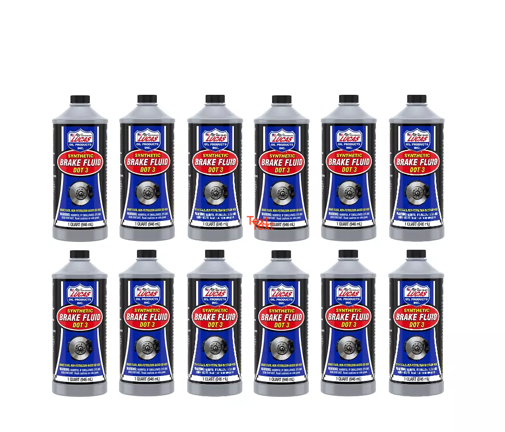 Lucas Oil 10826 Synthetic Brake Fluid DOT 3 | 1 Quart | Pack of 12 Aftermarketus Lucas Oil Products