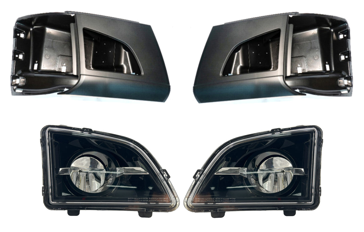 Corner Side Bumpers with Fog Lights for 2018-2024 Volvo VNL | Replacement Volvo 82775826 82775828 | Pair