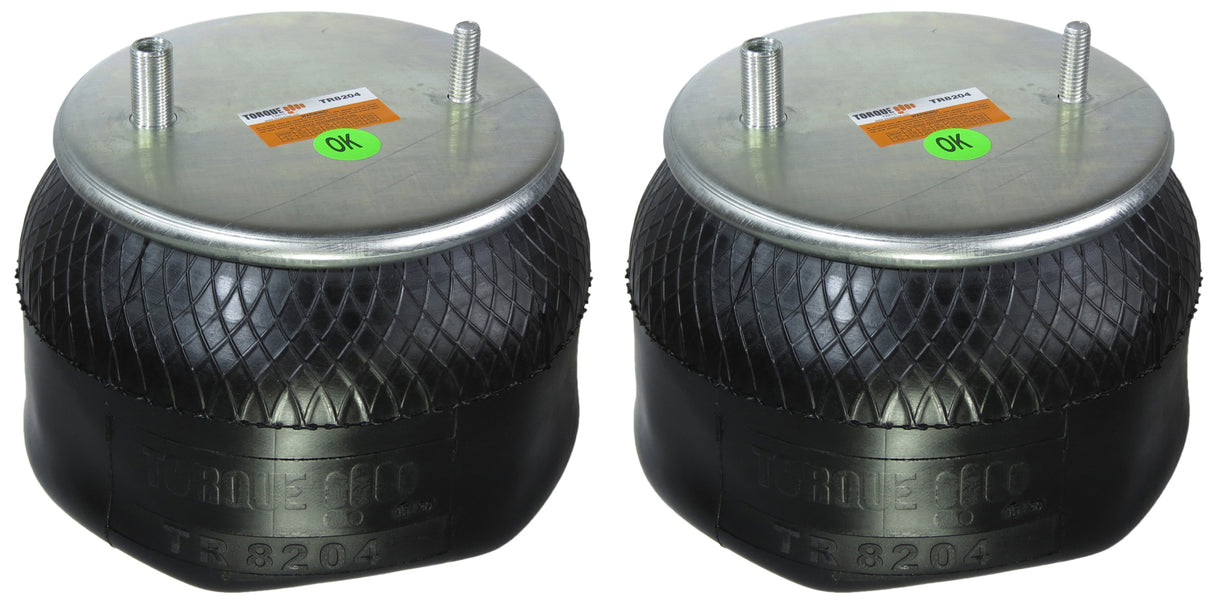 2 pack of TORQUE Trailer Air Spring Bag (Replaces Firestone 8204, Firestone W01-358-8204, Goodyear 1R12-522, Triangle 8484, Holland 905-57-173) (2 x TR8204) Aftermarketus Reversible Sleeve Air Springs