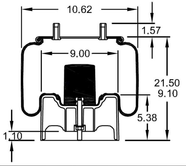 Trailer Air Spring Bag for Hendrickson VAN TRAAX HKA-200 (Replaces Firestone 8708, Hendrickson C-21966)