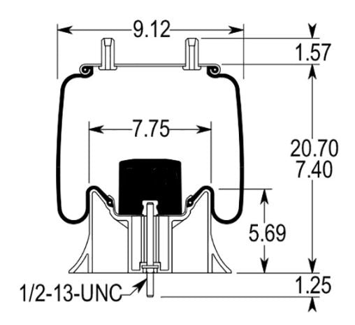 Trailer Air Spring Bag (Replaces Firestone 9626, Hendrickson C-23720, Goodyear 1R11-292) - 2 Pack