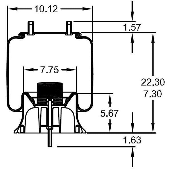 2 pack of TORQUE Trailer Air Spring Bag (Replaces Firestone 9974, Firestone W01-358-9974, Goodyear 1R12-1048) (2 x TR9974)