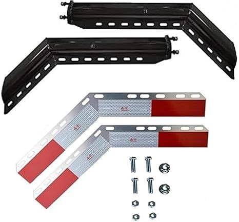 45 Degree 30" Black Mud Flap Hangers with Reflector - 1-1/8" Bolt Pattern