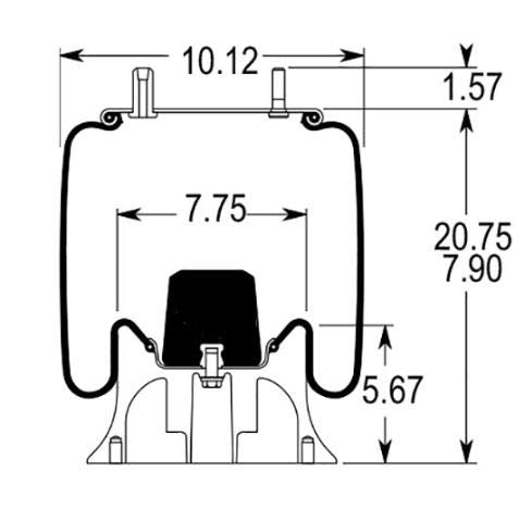 Trailer Air Spring Bag for Hendrickson | Replacement Firestone 9082, 9083 | 2 Pack