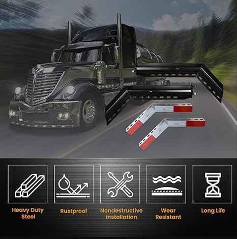 45 Degree 30" Black Mud Flap Hangers with Reflector - 1-1/8" Bolt Pattern