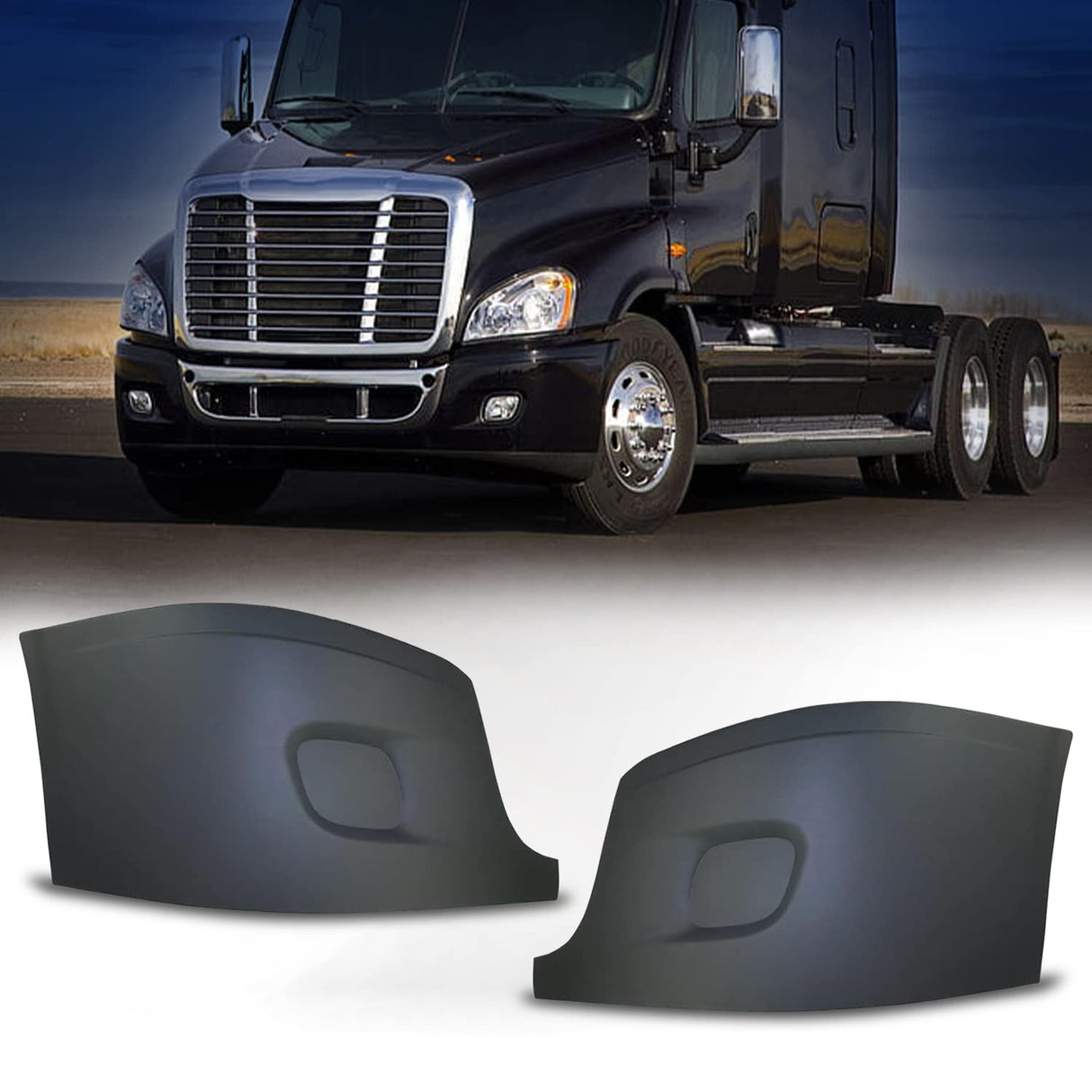 Corner Side Bumper (without Fog Hole) for 2008-2017 Freightliner Cascadia | Pair