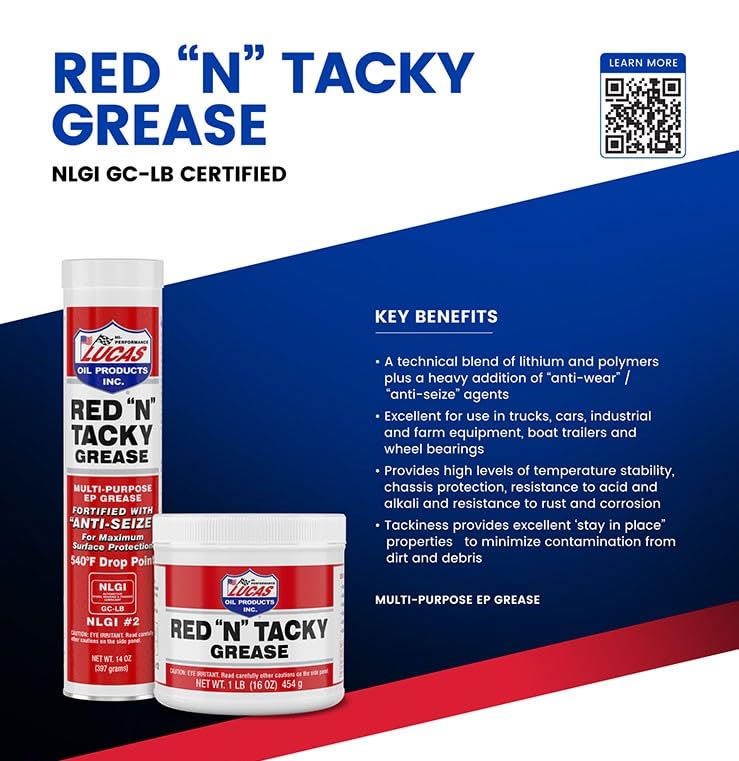 Lucas Oil 10005-30 Red "N" Tacky Multi-Purpose Grease - 14 oz - Case of 30