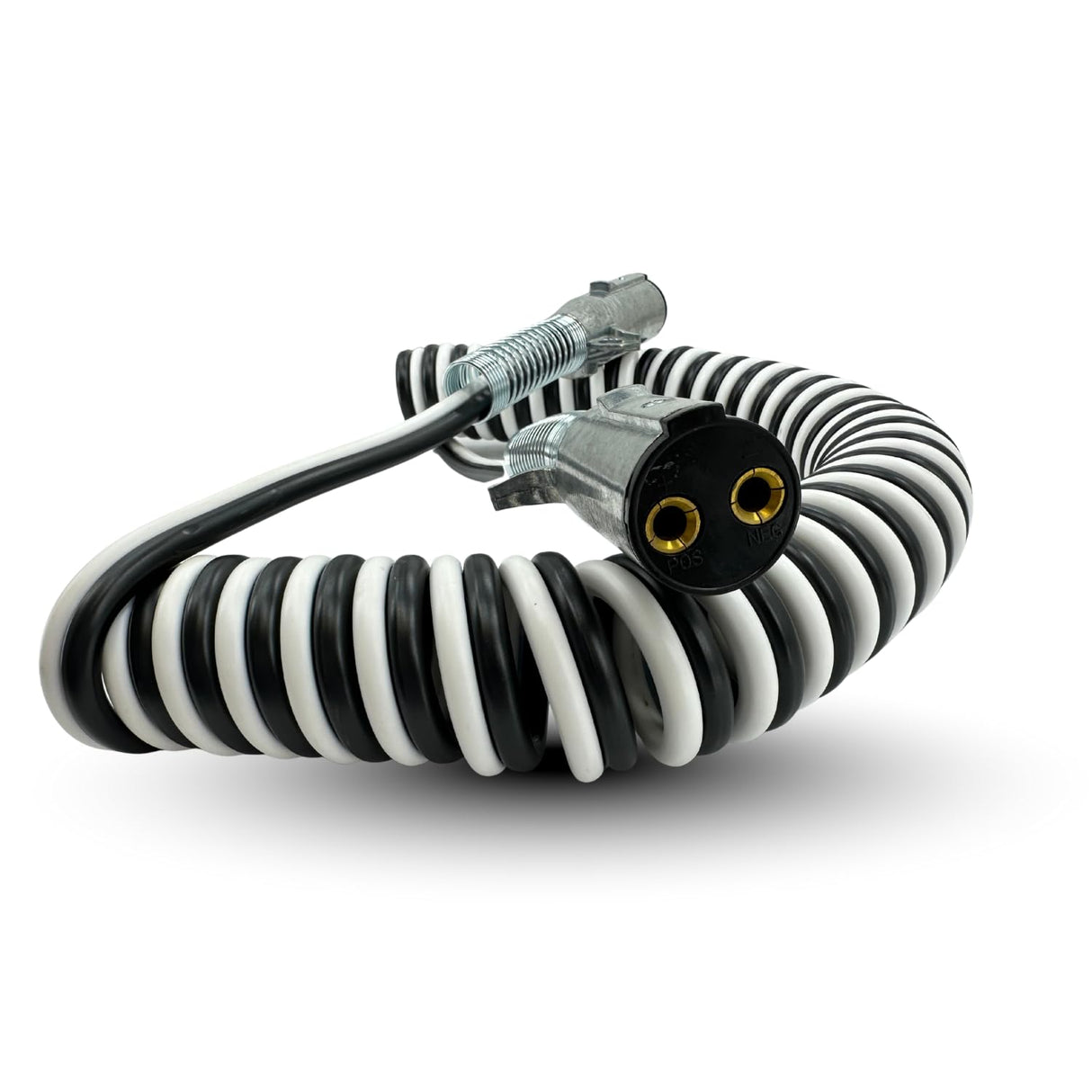 15’ Coiled Dual Pole Liftgate Electric Cable with Two Dual Pole Buffalo Plugs | 4 Gauge | 200 Amp