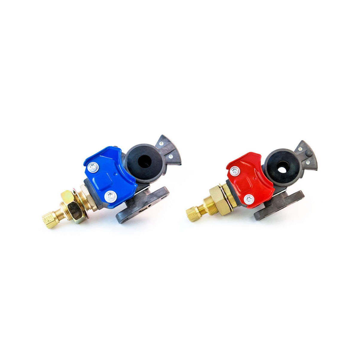Air Brake Gladhand Set with Shut-Off Valve | Blue Service & Red Emergency | Replacement Velvac 035094 / 035095