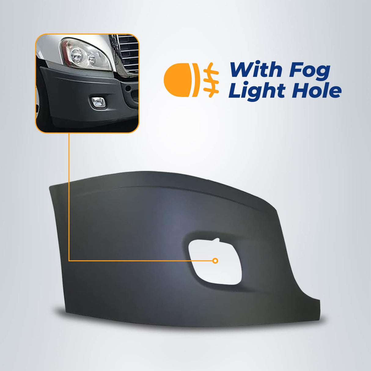 Corner Side Bumper Cover Replacement (with Fog Light Hole) for 2008-2017 Freightliner Cascadia | Right