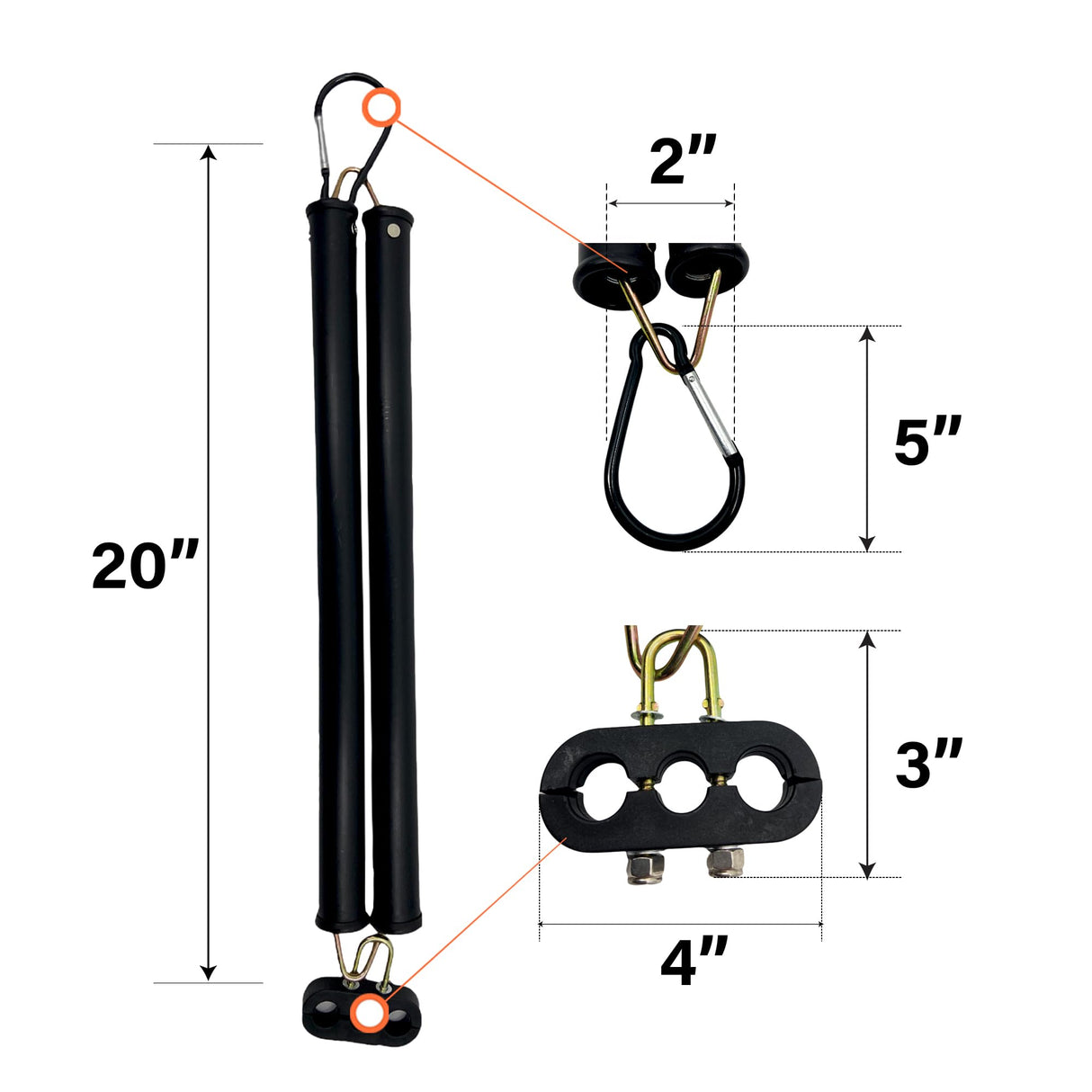 3 in 1 ABS Air Line Hose Tracker Tender Kit with 20" Double Spring | Replacement Tectran 9421-2