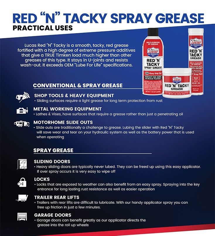 Lucas Oil 10005-30 Red "N" Tacky Multi-Purpose Grease - 14 oz - Case of 30