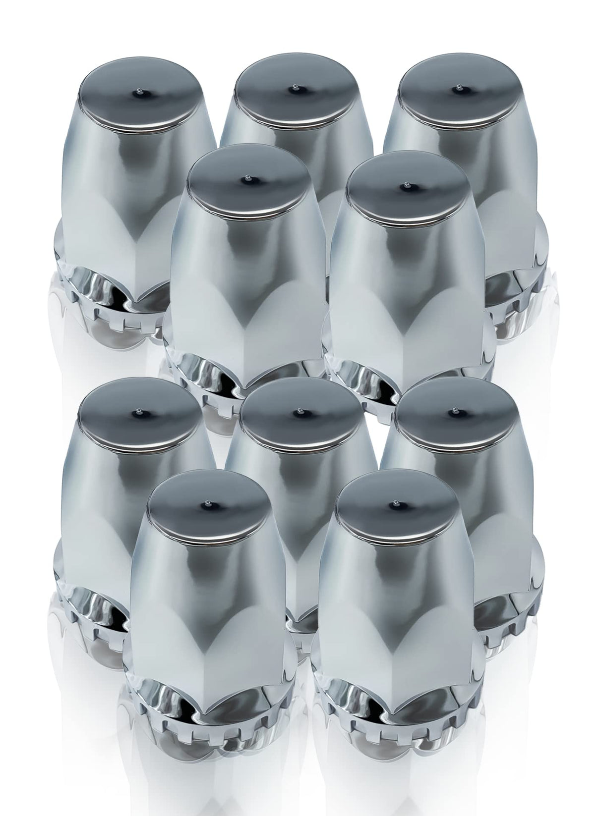 33mm Push-on Plastic Lug Nut Covers for Semi Trucks Trailers | Chrome | 10 Pcs