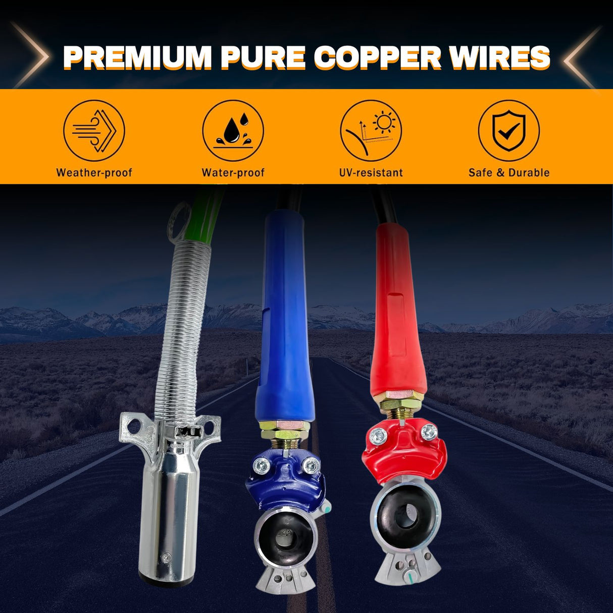 3-in-1 Semi Truck Air Line Kit | Air Hoses & 7-Way ABS Power Cable