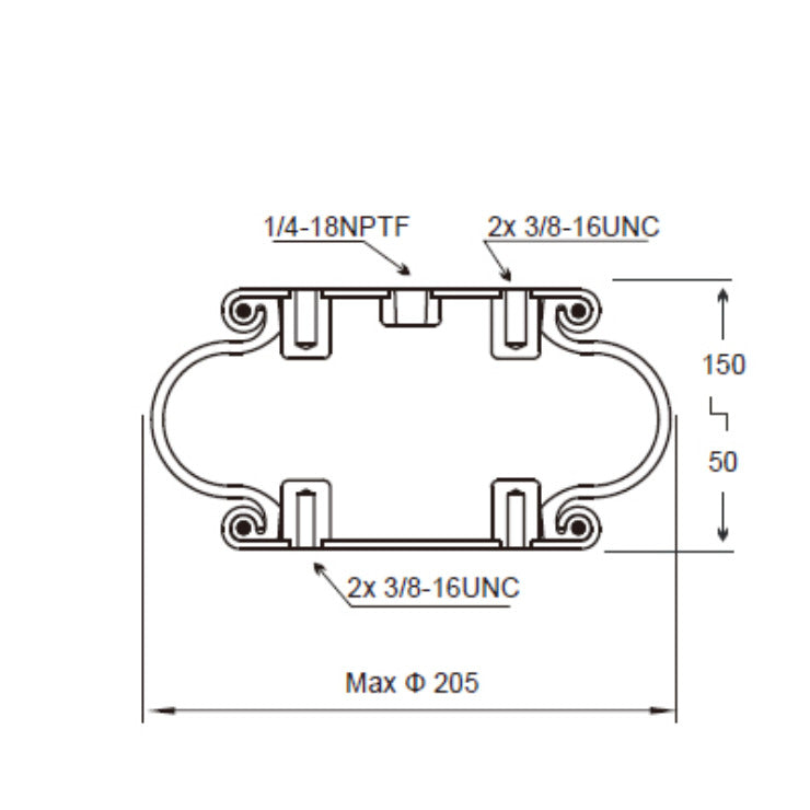 Single Convoluted Air Spring Replacement | Replaces Firestone 7451 Goodyear 1B7-540 | Pneumatic Actuator