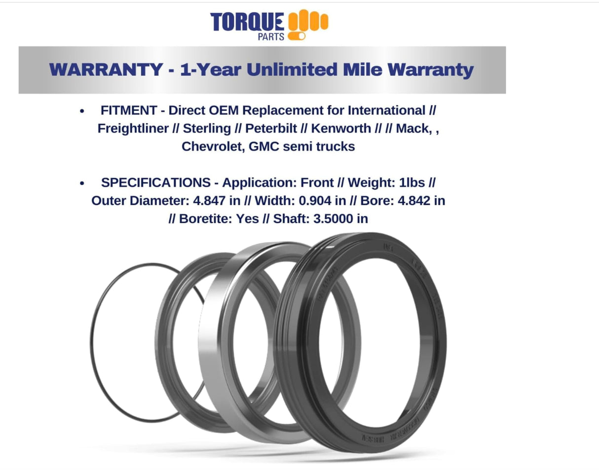 Trailer Wheel Seal for Freightliner Mack Western Star | Replacement SKF 46305 Stemco 0243