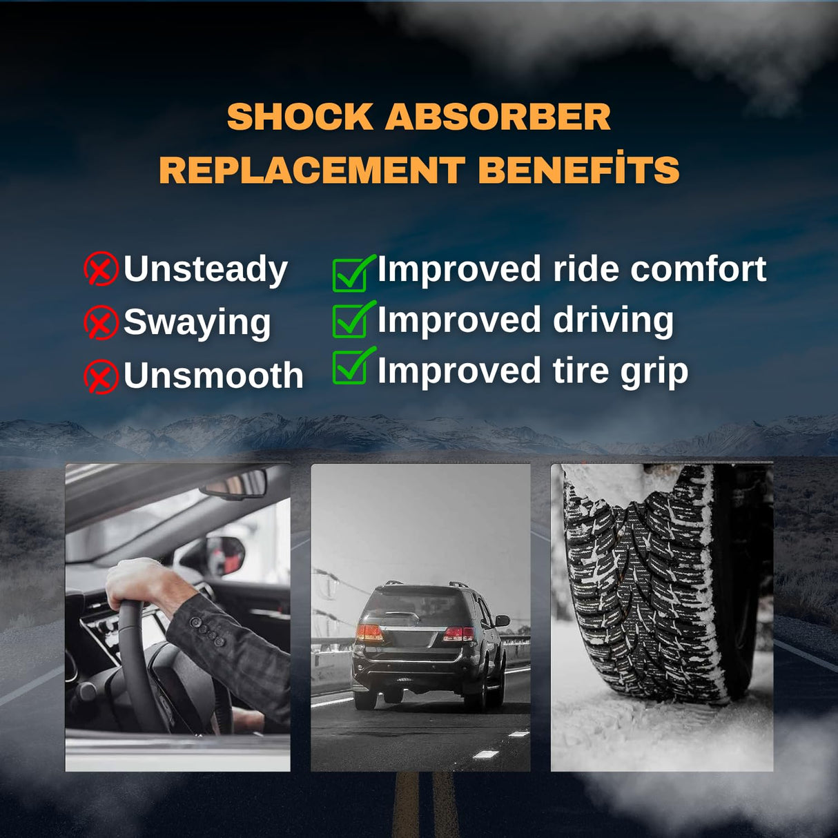 Shock Replacement for SAF Holland and Watson & Chalin Models (Replaces Gabriel 646155) - 2 Pack