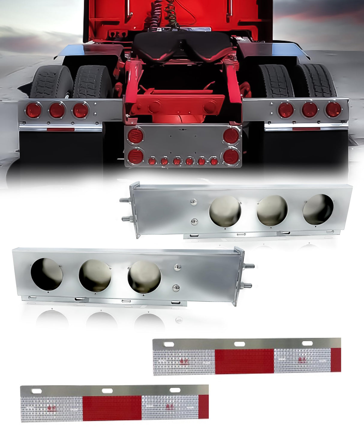 Mud Flap Hanger - w/ Light Cutouts - 30" - Chrome