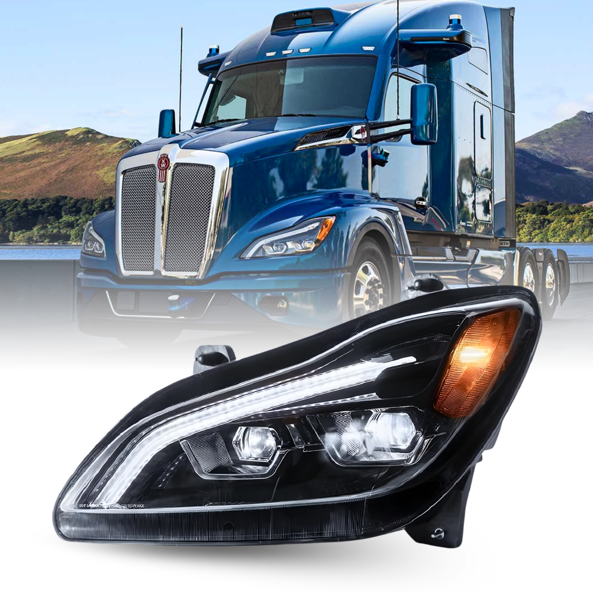 LED Headlight for 2022-2025 Kenworth T680 | Replacement Kenworth P54-6157-100 | Left