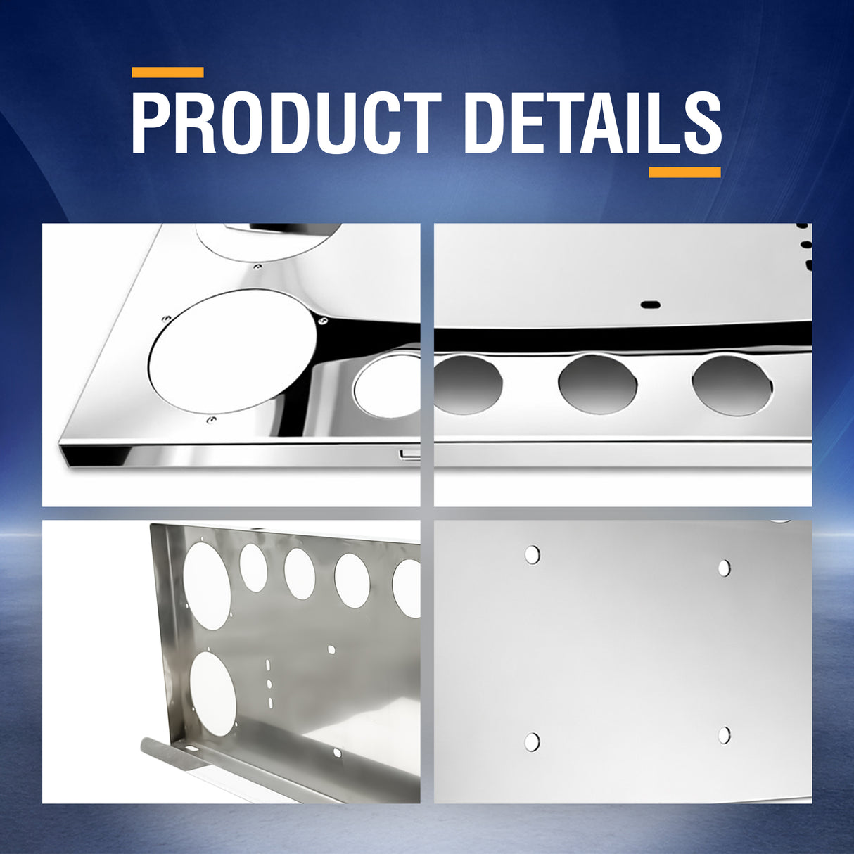 Stainless Steel Rear Center Tail Light Panel for Semi Trucks | Chrome Finish