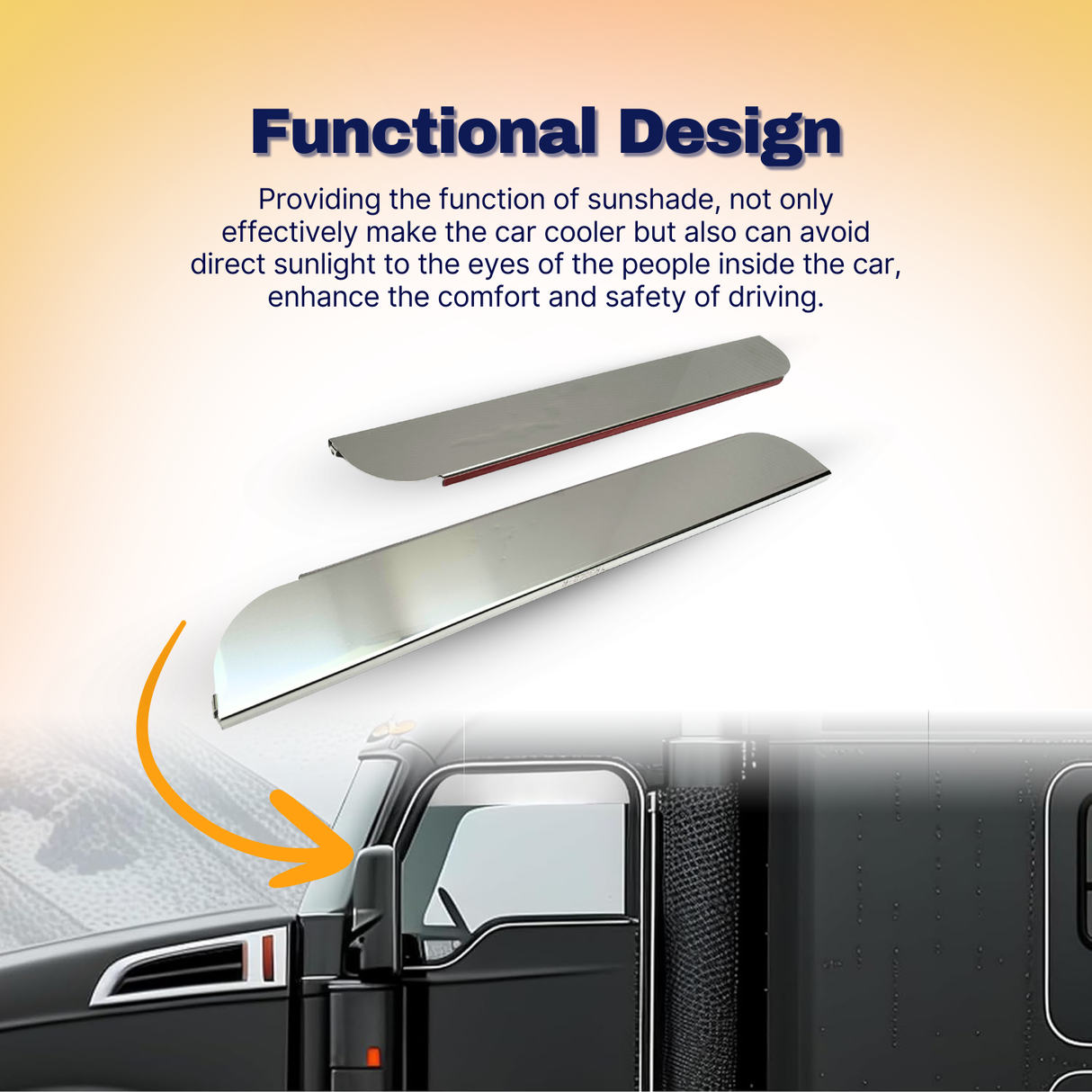 Window Chop Top Set for Kenworth Semi Trucks | Mirror Finish | Stainless Steel