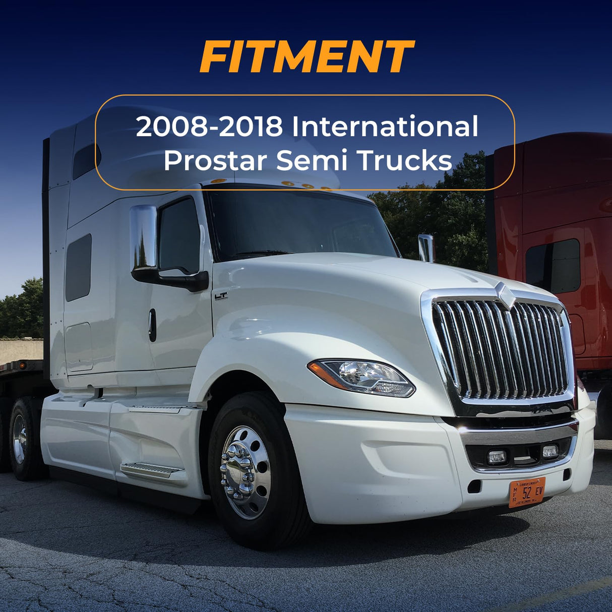 Grille for 2008-2018 International Prostar | Replacement International 3612816C93 | with Bug Screen | Chrome