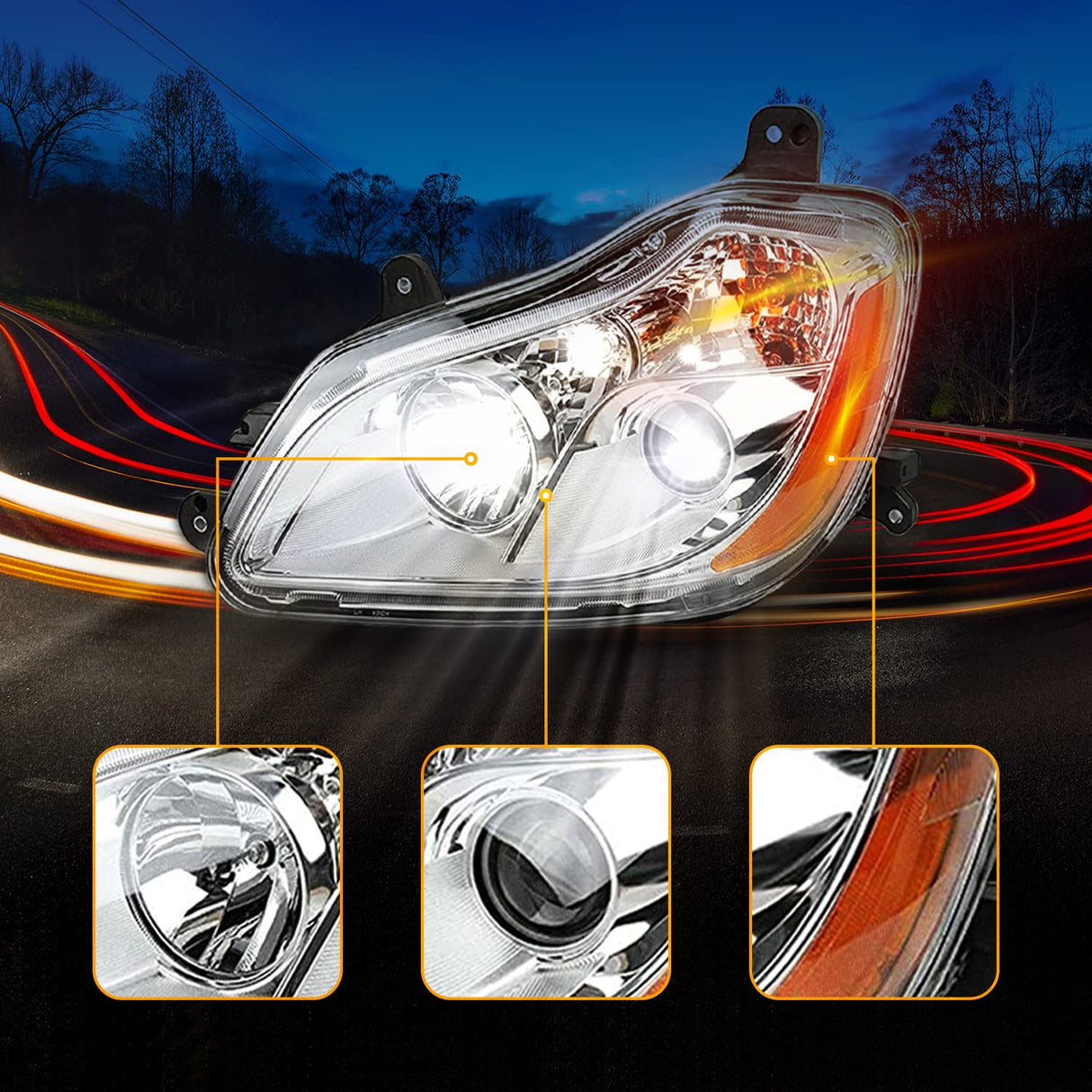Headlight for 2013-2021 Kenworth T680 | Replacement P54-6164-100L | Left