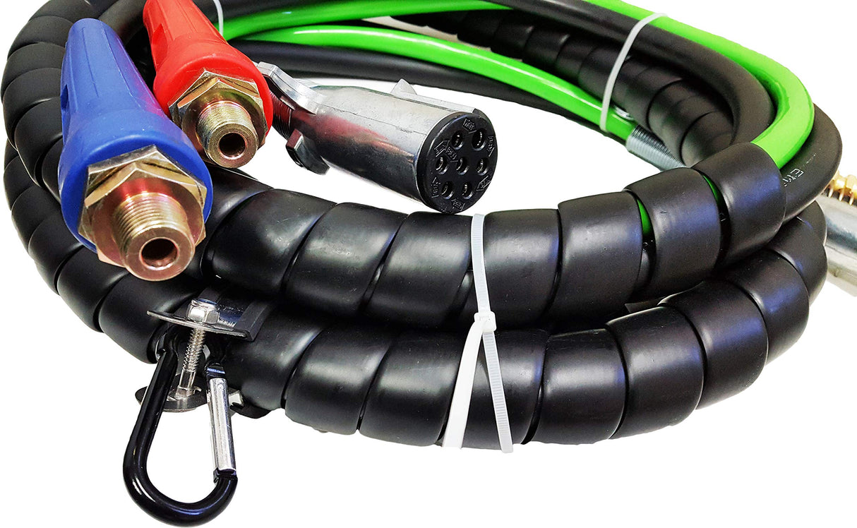 15ft 3-in-1 Tractor Trailer Air Hose & 7-Way ABS Power Line Kit with Gladhands | Replacement Philips 30-2151