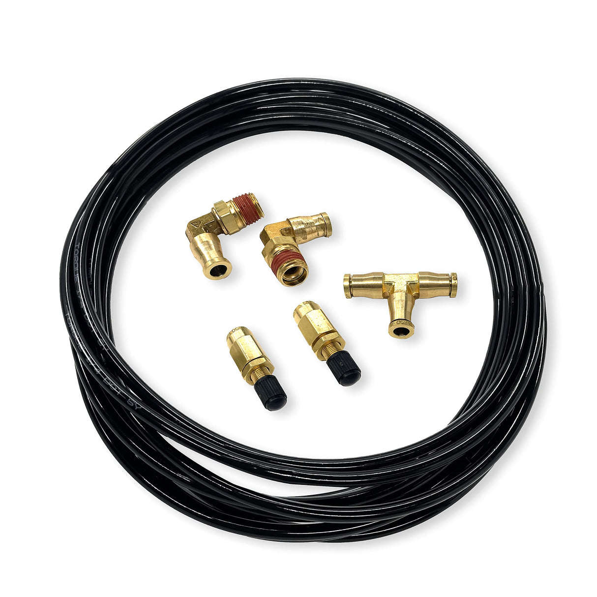 Air Line Service Kit for Air Spring Bags | Includes Schrader Valves and 1/2 NPT Elbow Fittings
