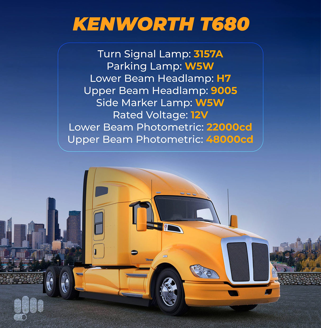 Headlight for 2013-2021 Kenworth T680 | Replacement P54-6164-100L | Left