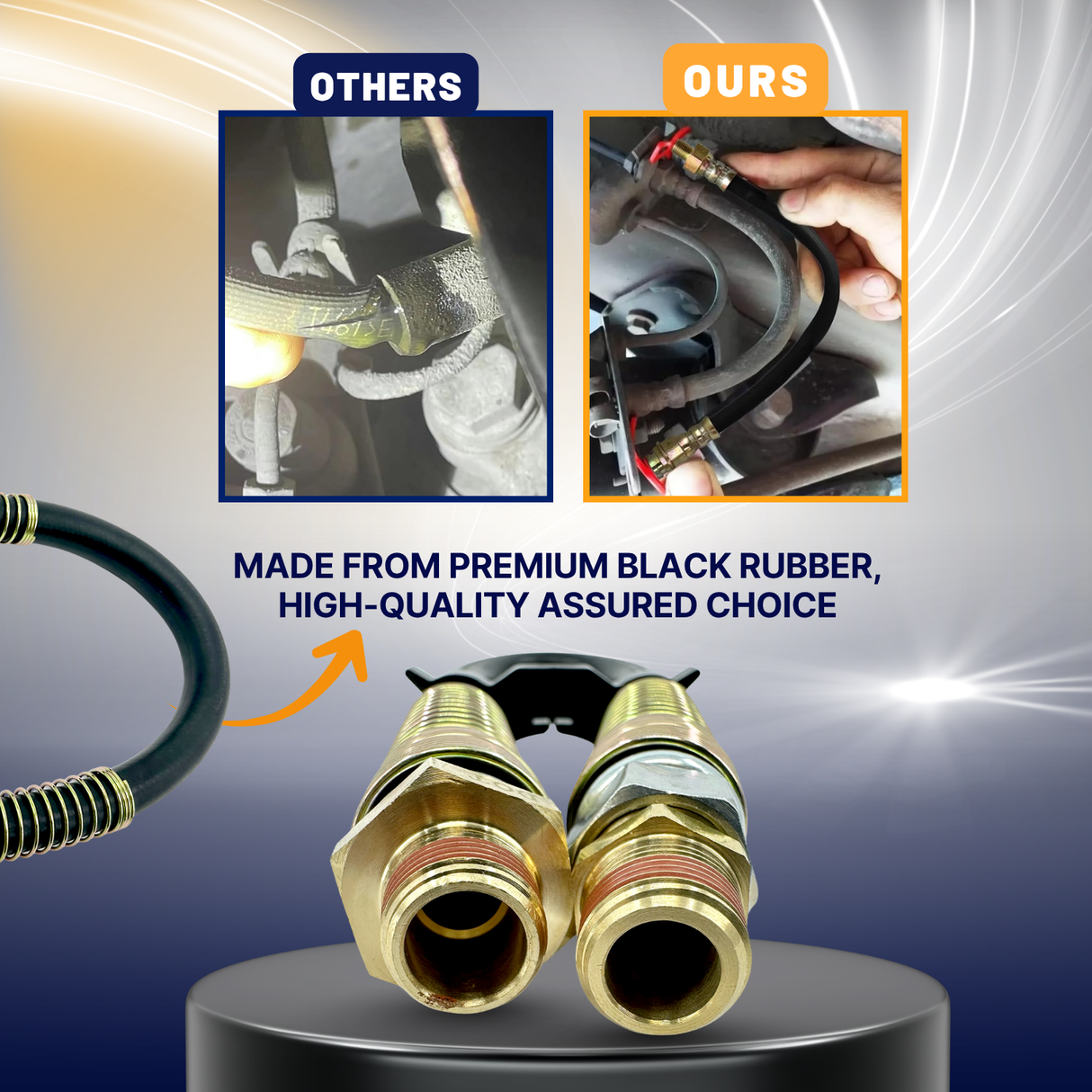 Air Brake Hose for Semi Trucks | 1/2” x 3/8” NPT Swivel Rubber Air Brake Line Assembly | with Separator Aftermarketus ABS Cables