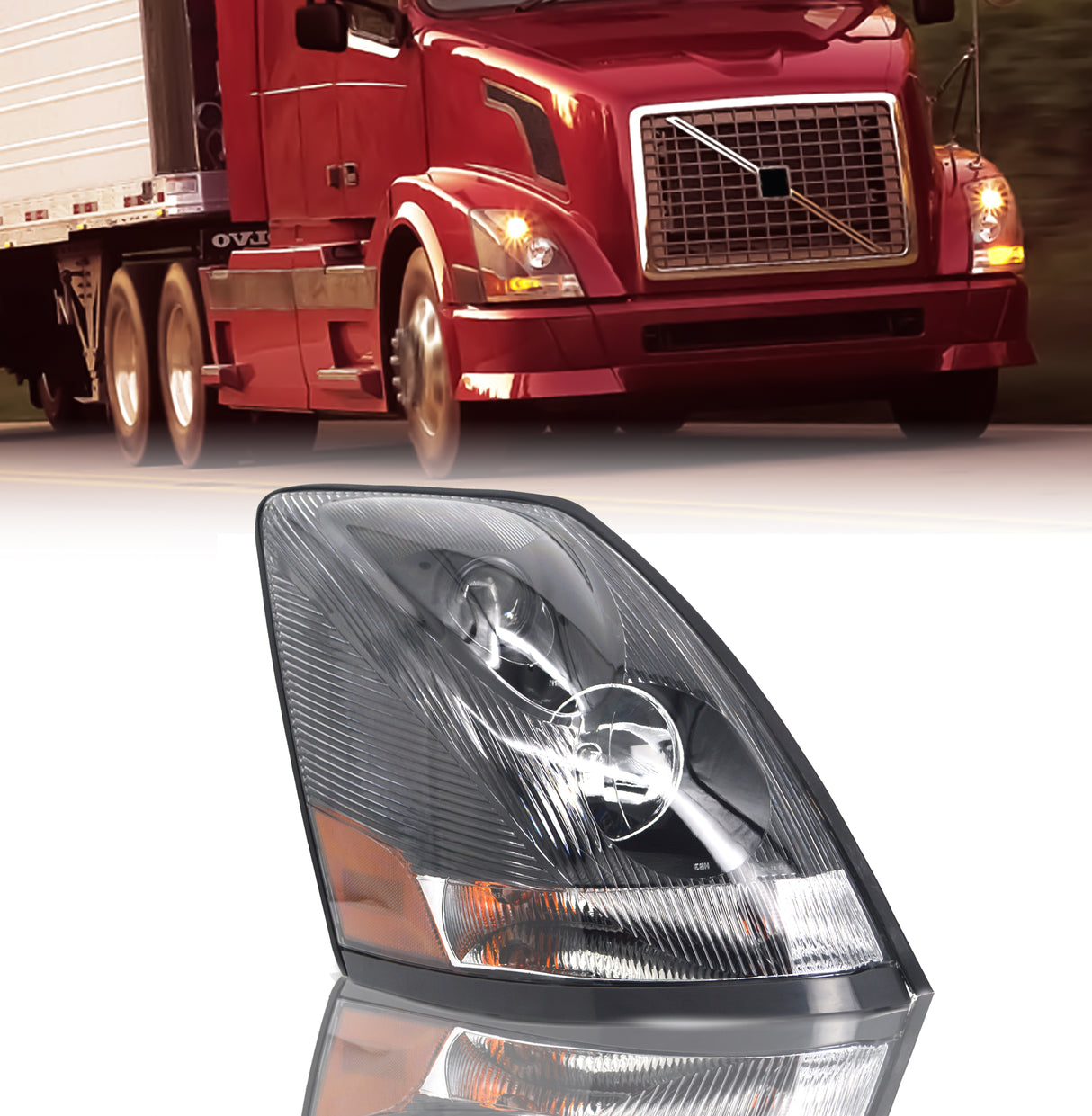 Halogen Headlight for 2004-2017 Volvo Semi Trucks | Replacement Volvo 82329127 | Right Aftermarketus Headlights