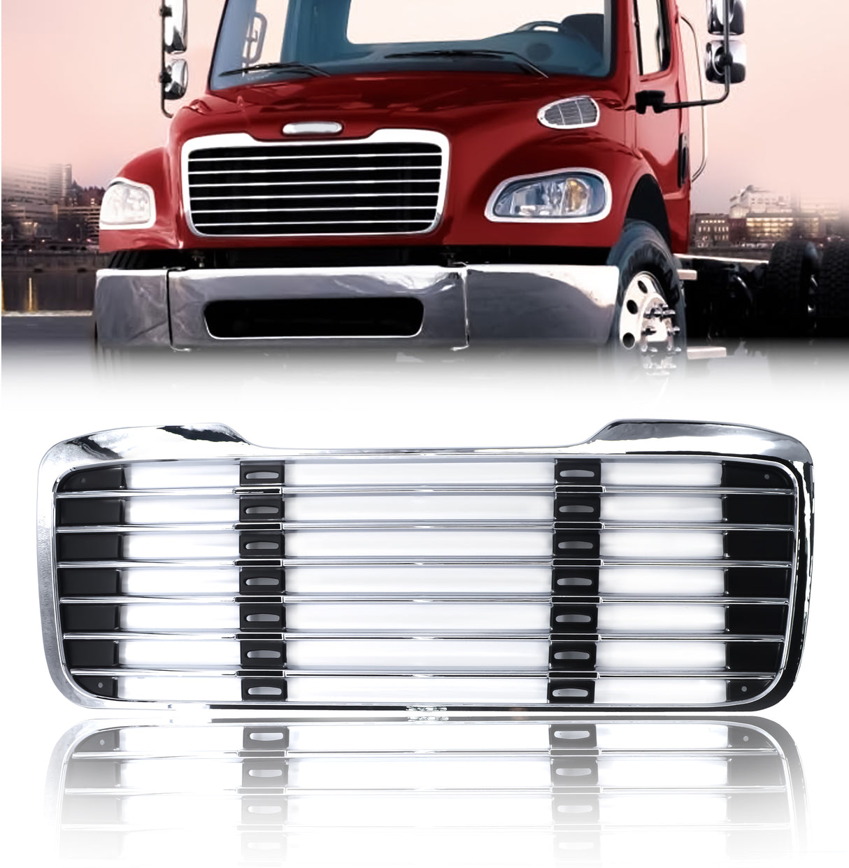Grille for 2003-20015 Freightliner M2 | Replacement Freightliner 17-14104-001 | without Bug Screen | Chrome Aftermarketus Grilles