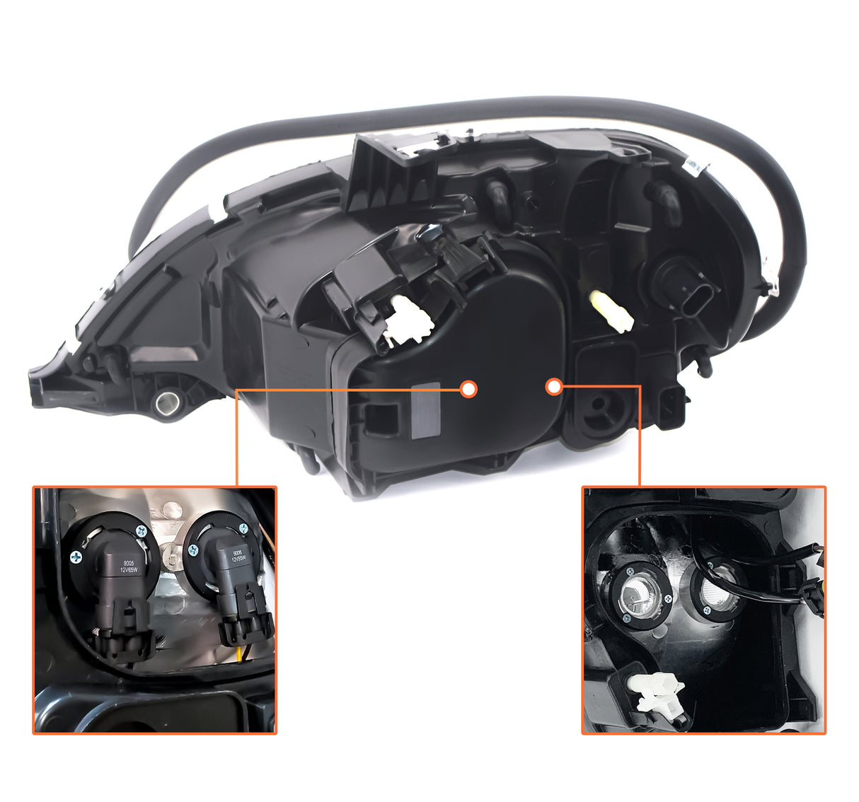 Headlight Set with Chrome Grille for 2002-2018 Freightliner M2 | Replacement Freightliner A06-51039-002 A06-51039-000 Aftermarketus Headlights