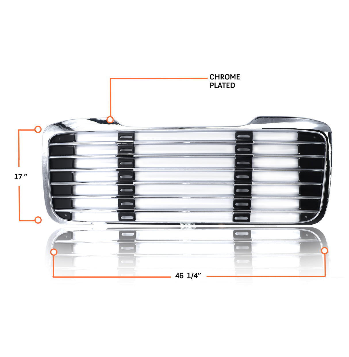 Headlight Set with Chrome Grille for 2002-2018 Freightliner M2 | Replacement Freightliner A06-51039-002 A06-51039-000 Aftermarketus Headlights