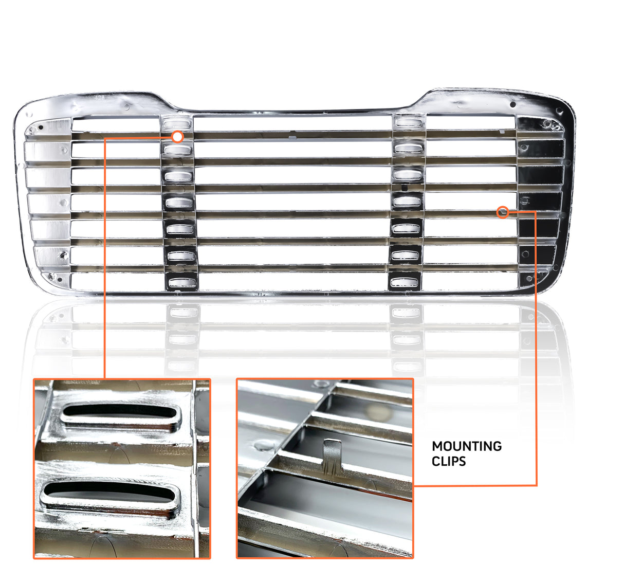 Headlight Set with Chrome Grille for 2002-2018 Freightliner M2 | Replacement Freightliner A06-51039-002 A06-51039-000 Aftermarketus Headlights