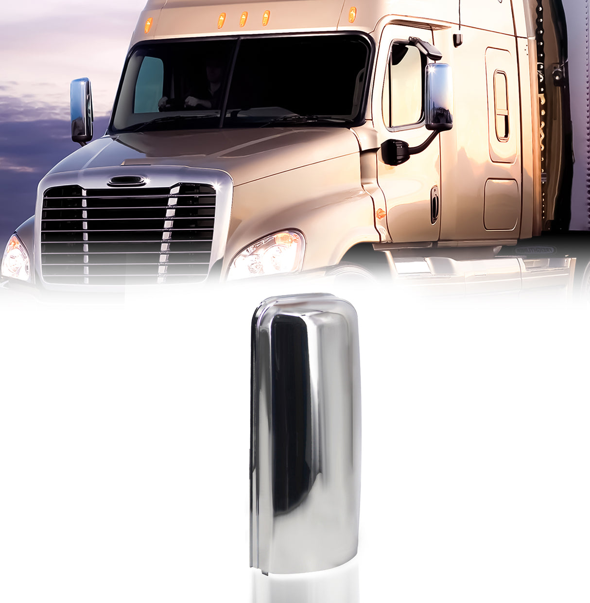 Door Side Mirror Cover for 2008-2017 Freightliner Cascadia | Replacement Freightliner TL28712 | Chrome | Right Aftermarketus Mirrors and Covers