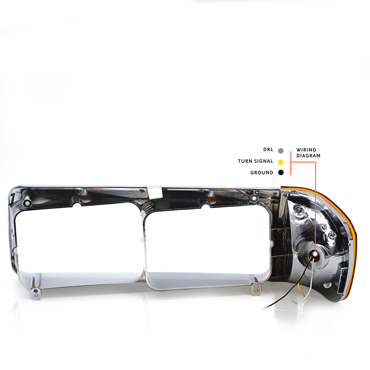 Headlight Bezel with LED Turn Signal for 1989-2002 Freightliner FLD | Replacement Freightliner A06-20738-001 |Right Aftermarketus Headlights