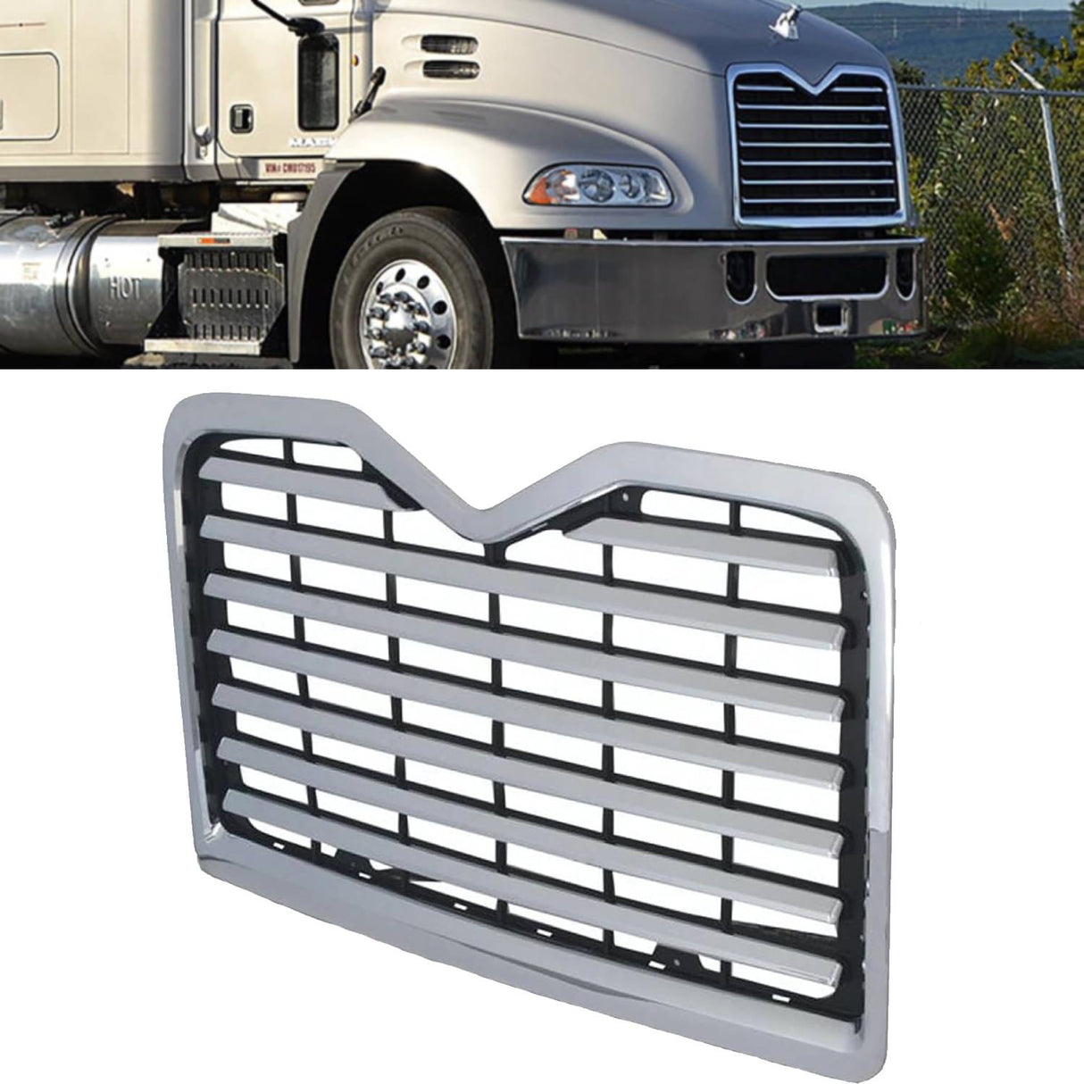 Chrome Grille for 2002-2016 Mack Vision and Pinnacle Semi Trucks | Replacement Mack 6MF580M 25166278 Aftermarketus Grilles