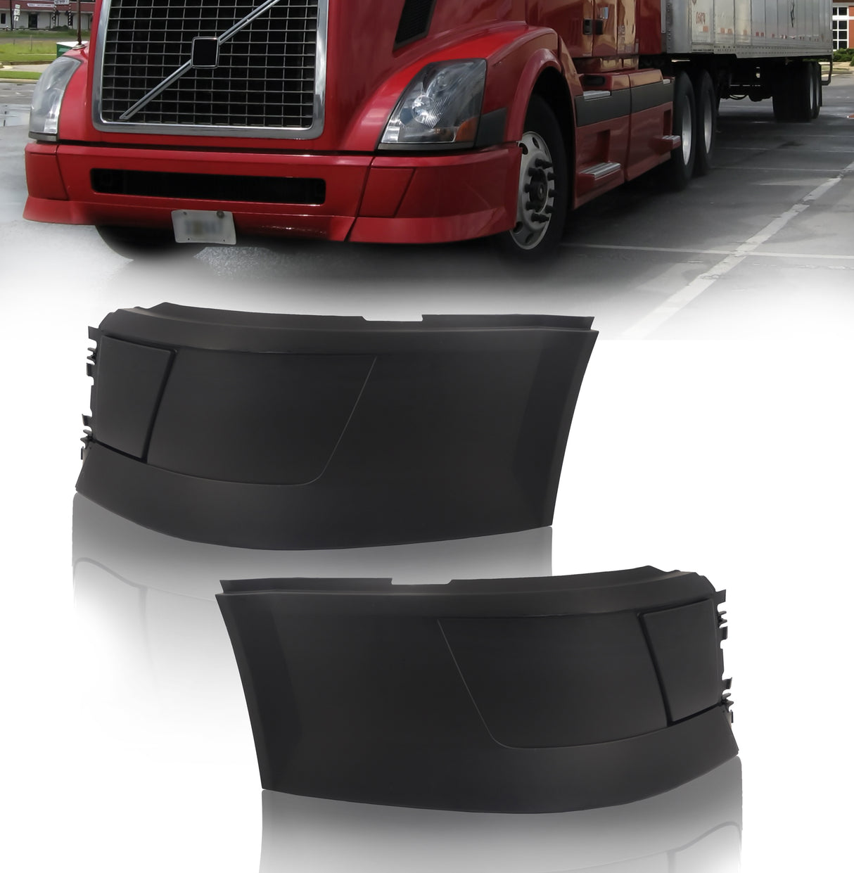 Side Corner Bumpers for 2004-2015 Volvo VNL | Replacement Volvo 82721510 82721512 | Pair Aftermarketus Bumpers