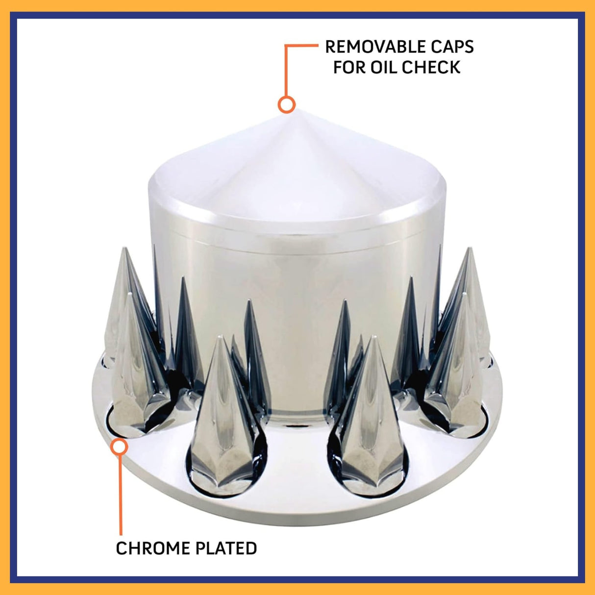 Rear Axle Wheel Cover – 33mm Spike Screw-On Lug Nut Cover Hub Caps - Chrome - Aftermarketus Torque Lug Nut & Wheel Axle Covers