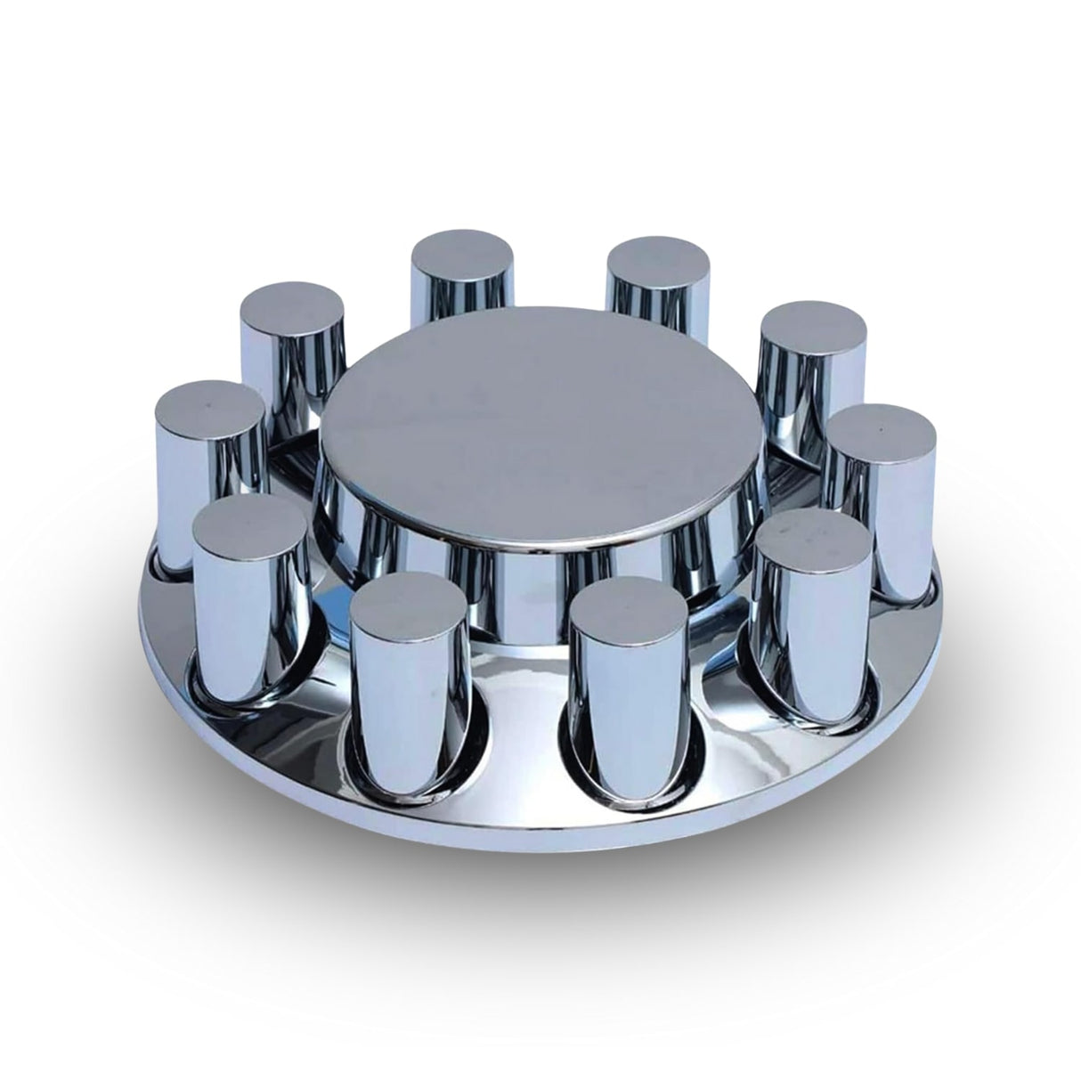 Front Axle Wheel Cover Cylinder Hubcap for Semi Truck - Chrome - Universal Fit Aftermarketus Lug Nut & Wheel Axle Covers