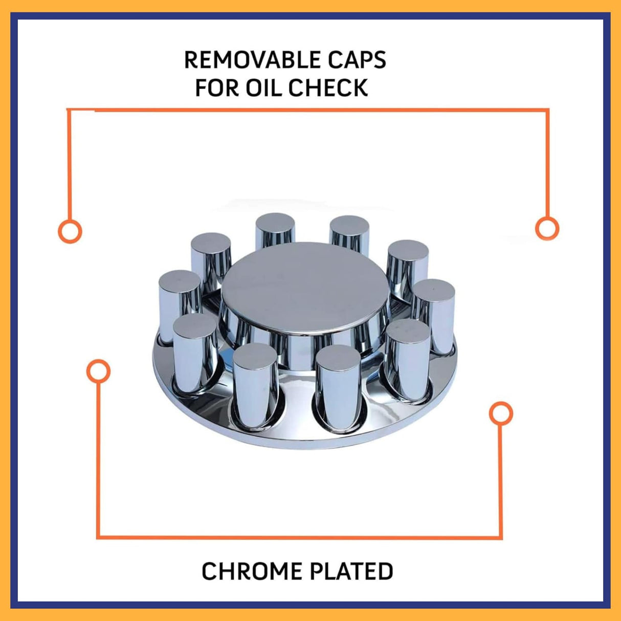 Front Axle Wheel Cover Cylinder Hubcap for Semi Truck - Chrome - Universal Fit Aftermarketus Lug Nut & Wheel Axle Covers