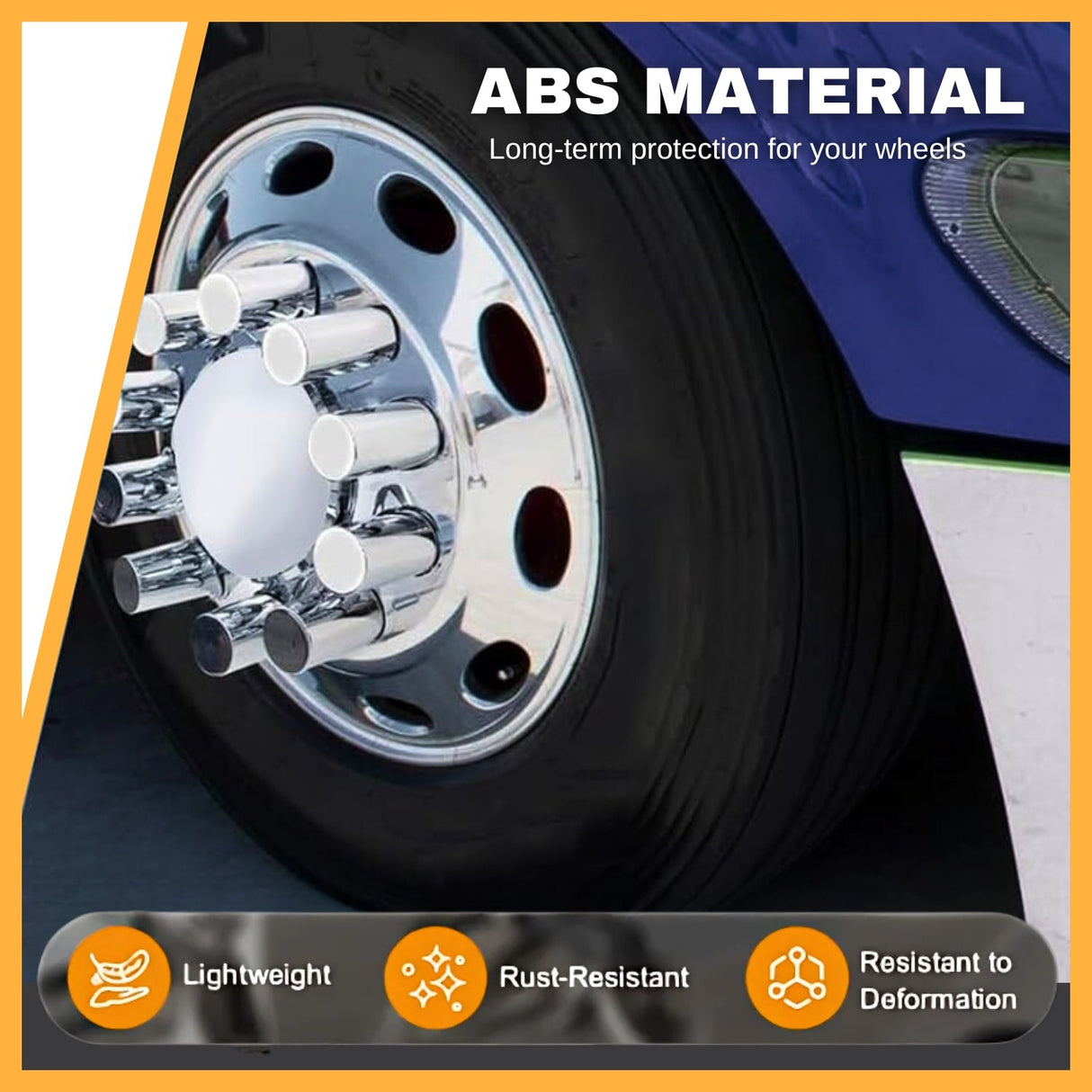 Front Axle Wheel Cover Cylinder Hubcap for Semi Truck - Chrome - Universal Fit Aftermarketus Lug Nut & Wheel Axle Covers