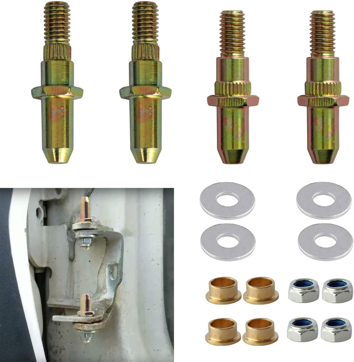 Front Door Hinge Pins and Bushing Kit Set for 1999-19 Chevy Aftermarketus Other Pick-up Truck Parts