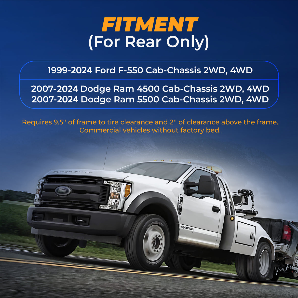 Air Suspension Bags Kit for 1999-2025 Ford F550, 2007-2025 Dodge Ram 4500(Cab-Chassis Only, 2WD & 4WD)