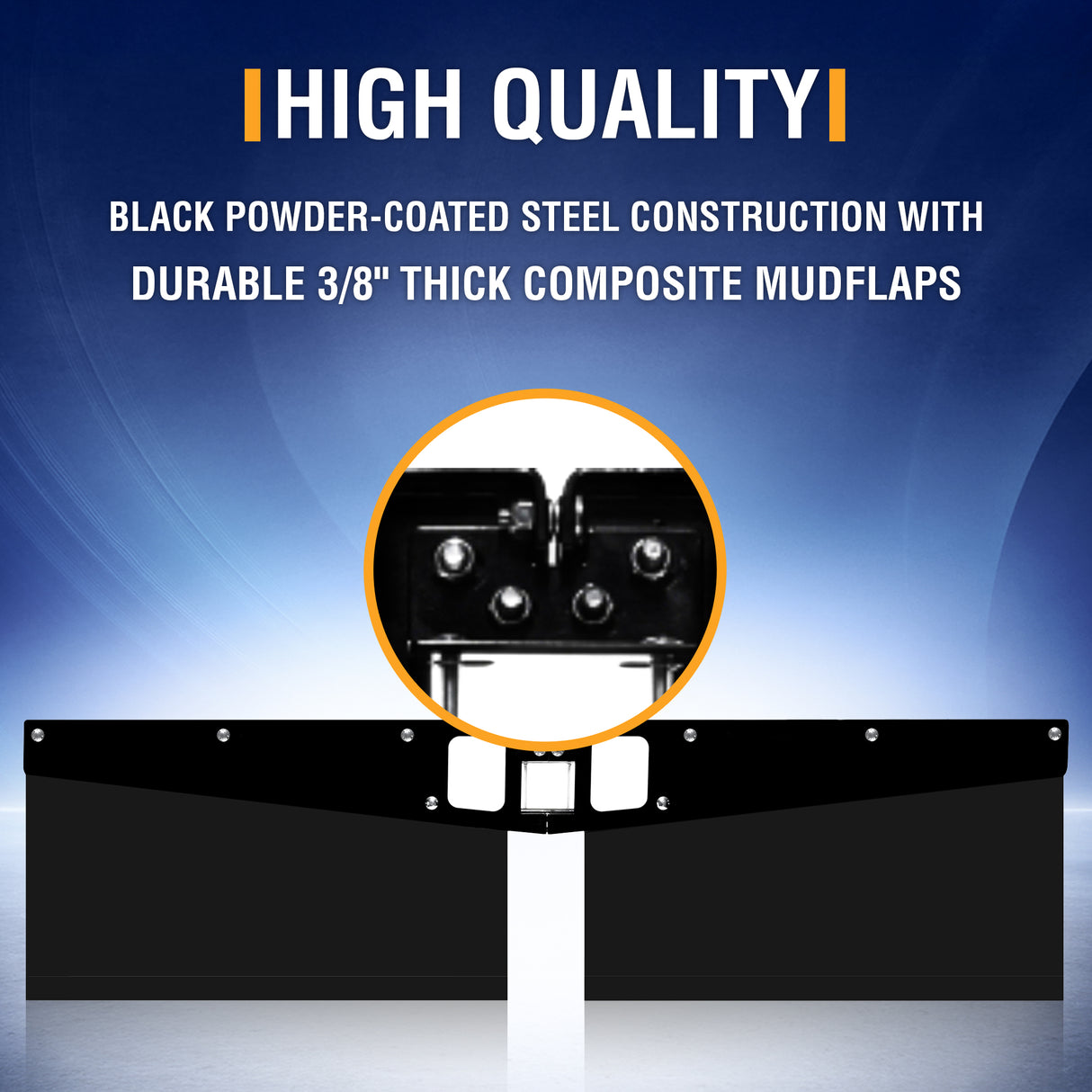 Universal Hitch Mounted Mud Flaps for Trucks, RVs & Trailers - No Drilling - Size 15"