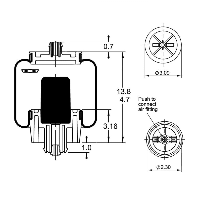 TORQUE Cab Sleeper Air Spring Bag for Volvo Goodyear 1S5-171 Aftermarketus Cabin Air Springs